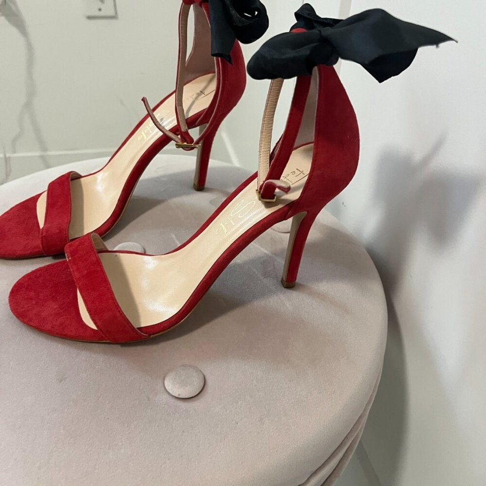 Federica Stela Red & Bow Leather Strappy Heels Size 39 - Picture 3 of 6